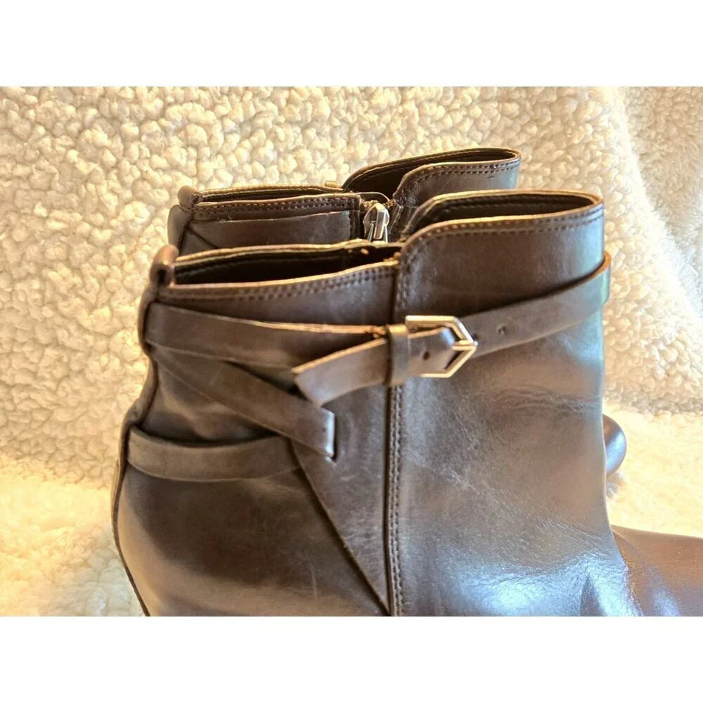 Sam Eldeman Bootie Brown Leather Sz 10M Maddox Espresso Bean Ankle Boots